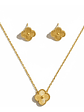 Set Collar Y Aros Trebol Oro 18k Acero Inoxidable Orvia - Miniatura 2