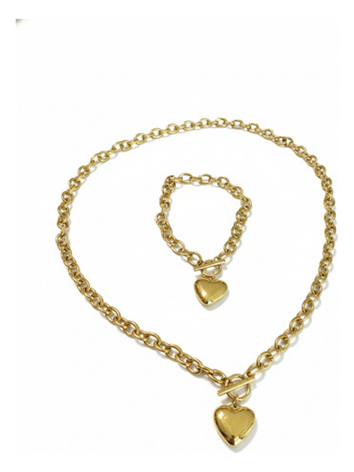 Set Collar Y Pulsera Corazon Oro 18k Para Regalo Orvia 8