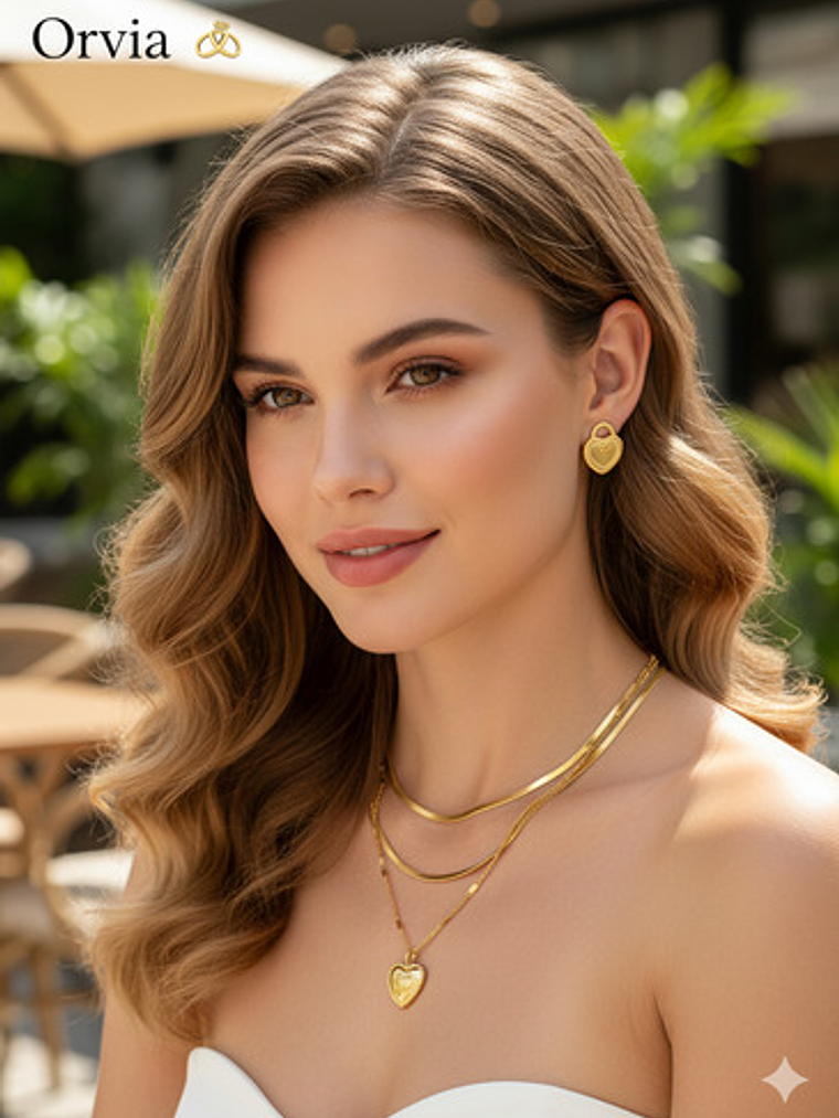 Aros Zarcillo Acero Inoxidable Oro 18k Hipoalergénicos Orvia 3