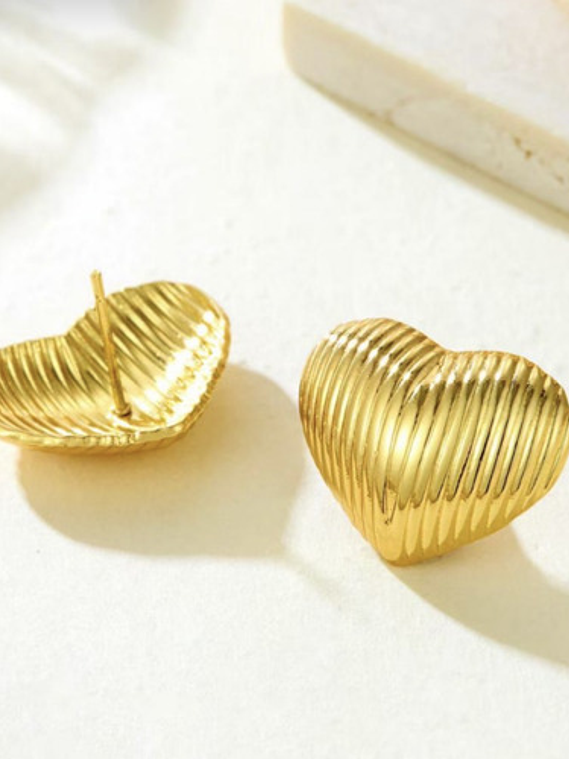 Aros Zarcillos De Acero Inoxidable Corazón Baño En Oro 18k 2