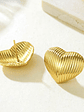Aros Zarcillos De Acero Inoxidable Corazón Baño En Oro 18k - Miniatura 2