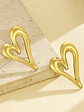 Aros Zarcillos De Acero Inoxidable Corazón Baño En Oro 18k - Miniatura 4