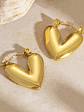 Aros Zarcillos De Acero Inoxidable Corazón Baño En Oro 18k - Miniatura 5