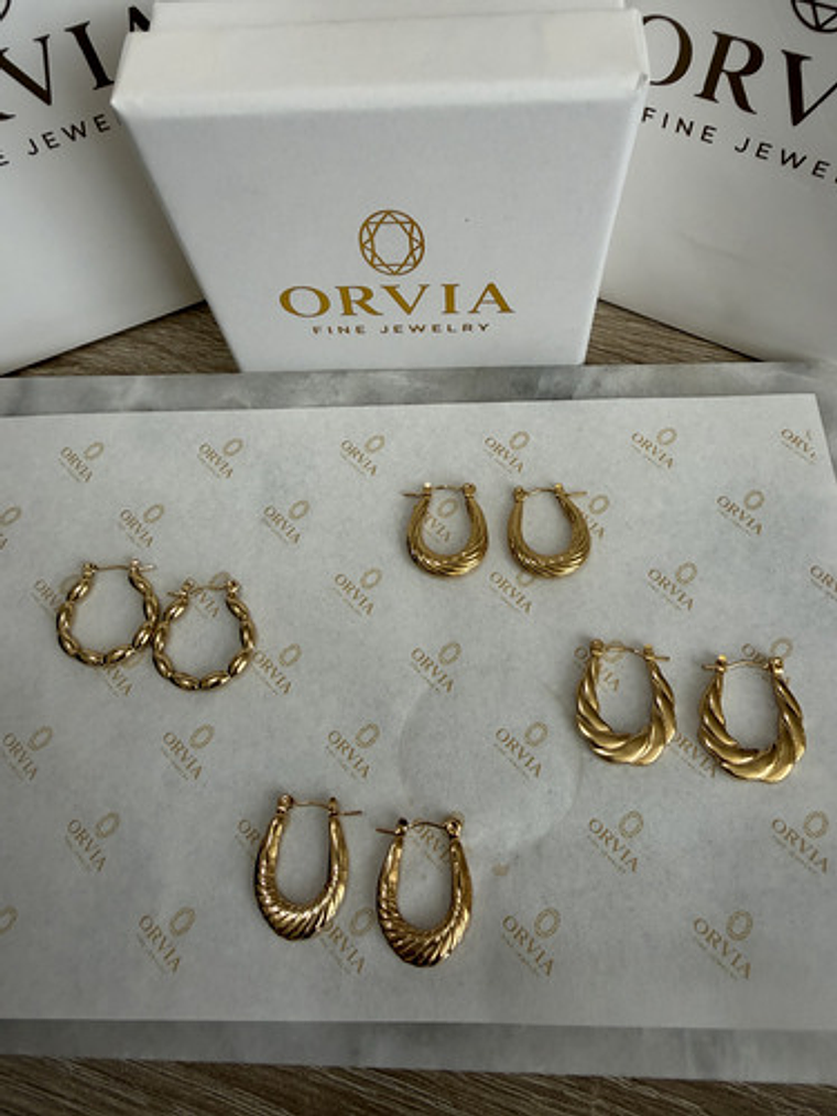 Aros Argollas De Acero Inoxidable Chapado En Oro 18k Orvia 5