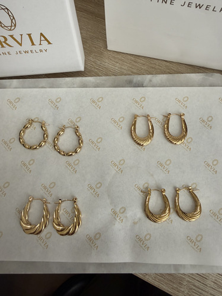 Aros Argollas De Acero Inoxidable Chapado En Oro 18k Orvia 13