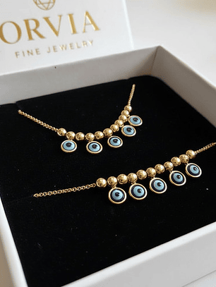 Collar Y Pulsera Ojo Turco Amuleto Protección Regalo Orvia