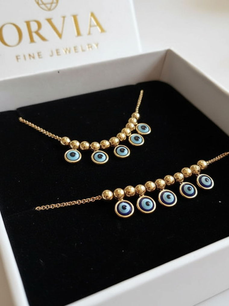Collar Y Pulsera Ojo Turco Amuleto Protección Regalo Orvia 1