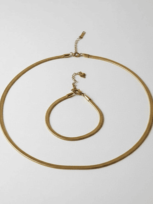 Gargantilla Choker + Pulsera Acero Y Oro 18k Serpiente Orvia