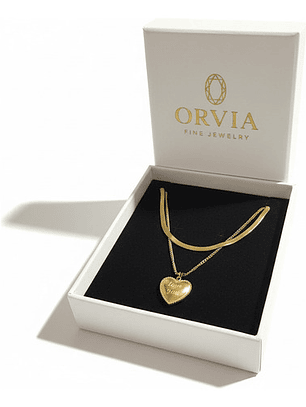 Cadena Doble Con Colgante De Corazón Acero Inoxidable