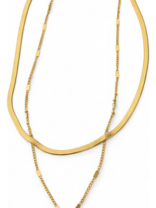 Cadena Doble Con Colgante De Corazón Acero Inoxidable