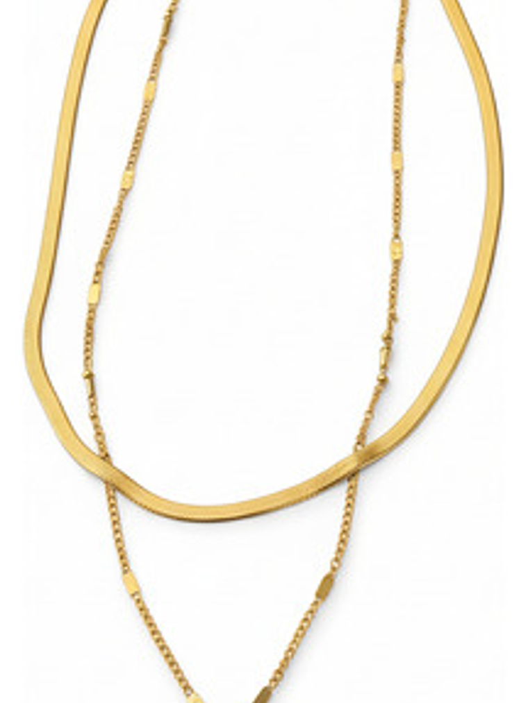 Cadena Doble Con Colgante De Corazón Acero Inoxidable 2