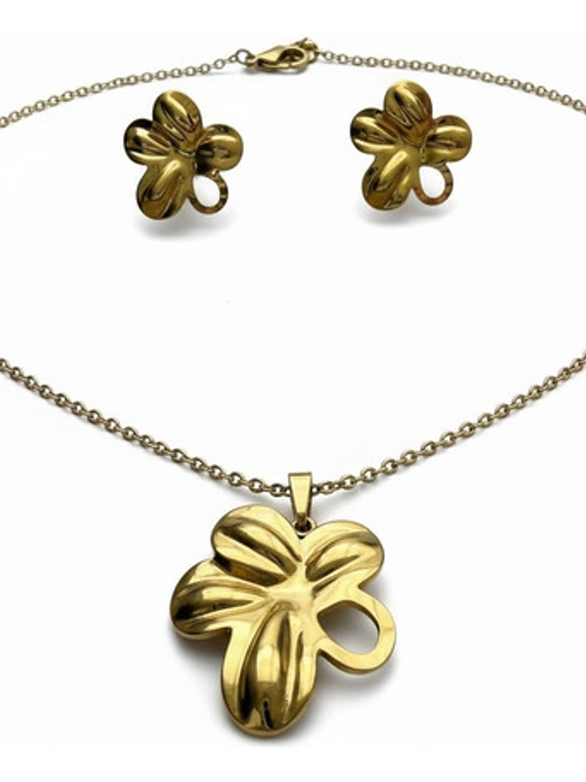 Collar +  Aros Flor Oro 18 Acero Inoxidable Orvia Regalo 3