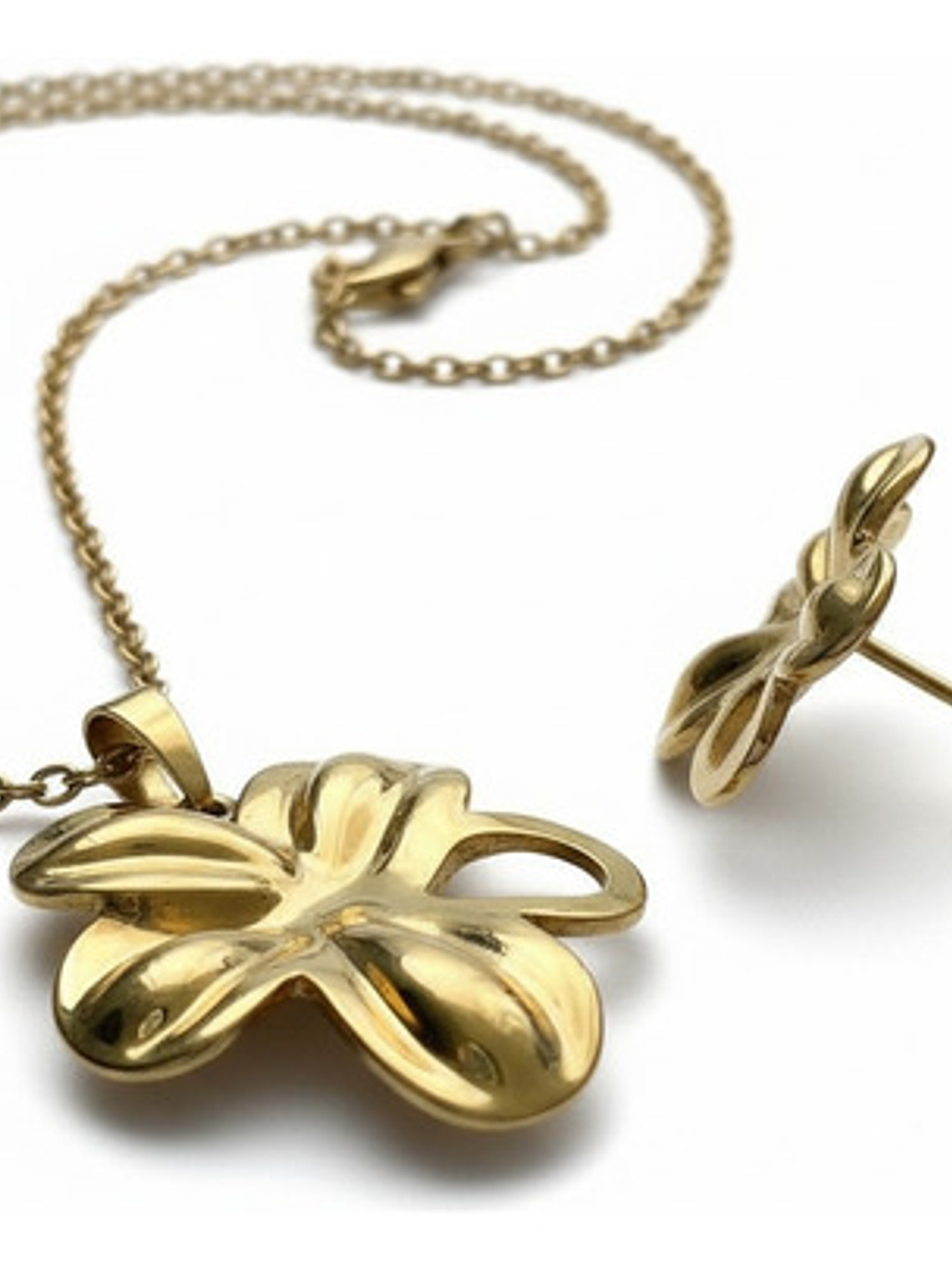 Collar +  Aros Flor Oro 18 Acero Inoxidable Orvia Regalo 4