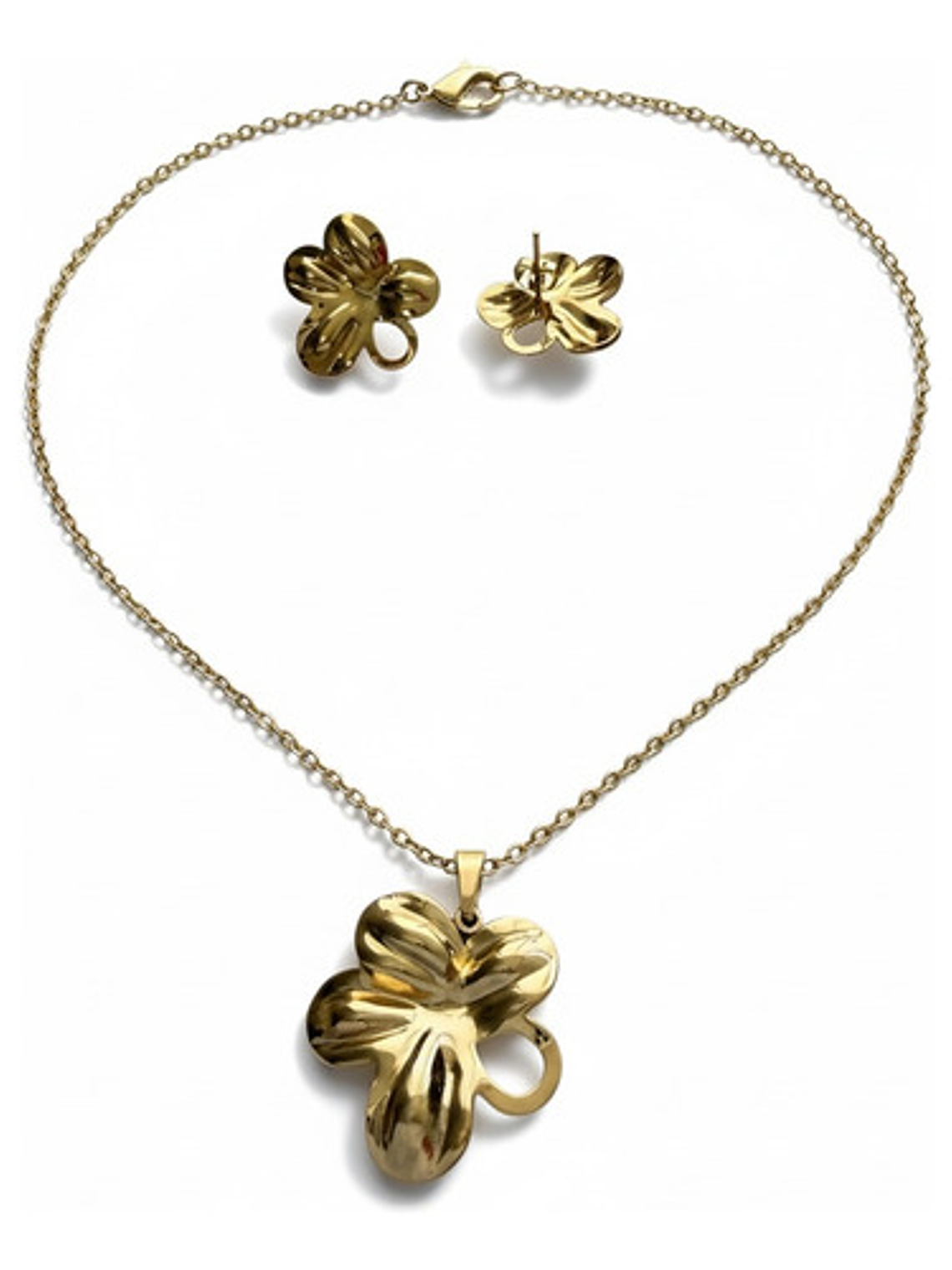 Collar +  Aros Flor Oro 18 Acero Inoxidable Orvia Regalo 5
