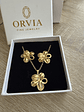 Collar +  Aros Flor Oro 18 Acero Inoxidable Orvia Regalo - Miniatura 6