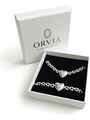Collar Y Pulsera Corazon Acero Inoxidable Set Regalo Orvia
