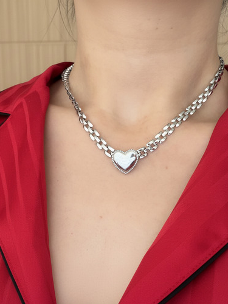 Collar Y Pulsera Corazon Acero Inoxidable Set Regalo Orvia 4