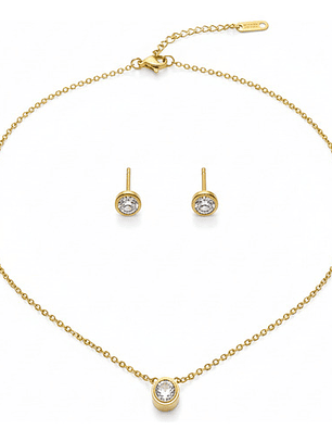 Collar Y Aros Con Cristales Punto De Luz Set De Regalo Orvia