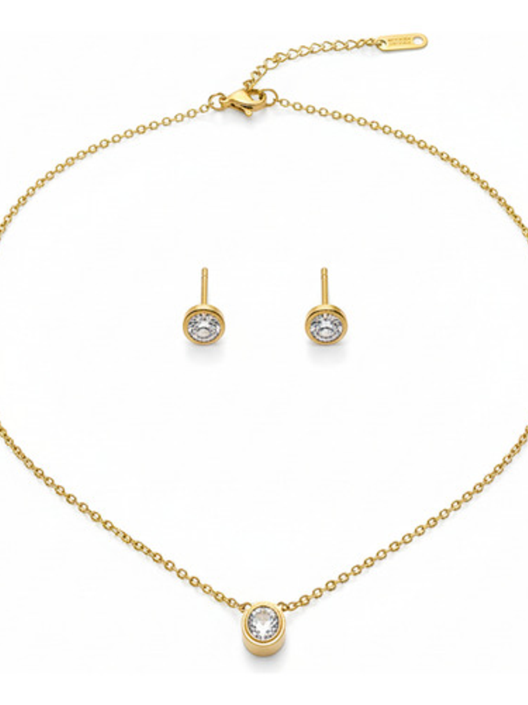 Collar Y Aros Con Cristales Punto De Luz Set De Regalo Orvia 2