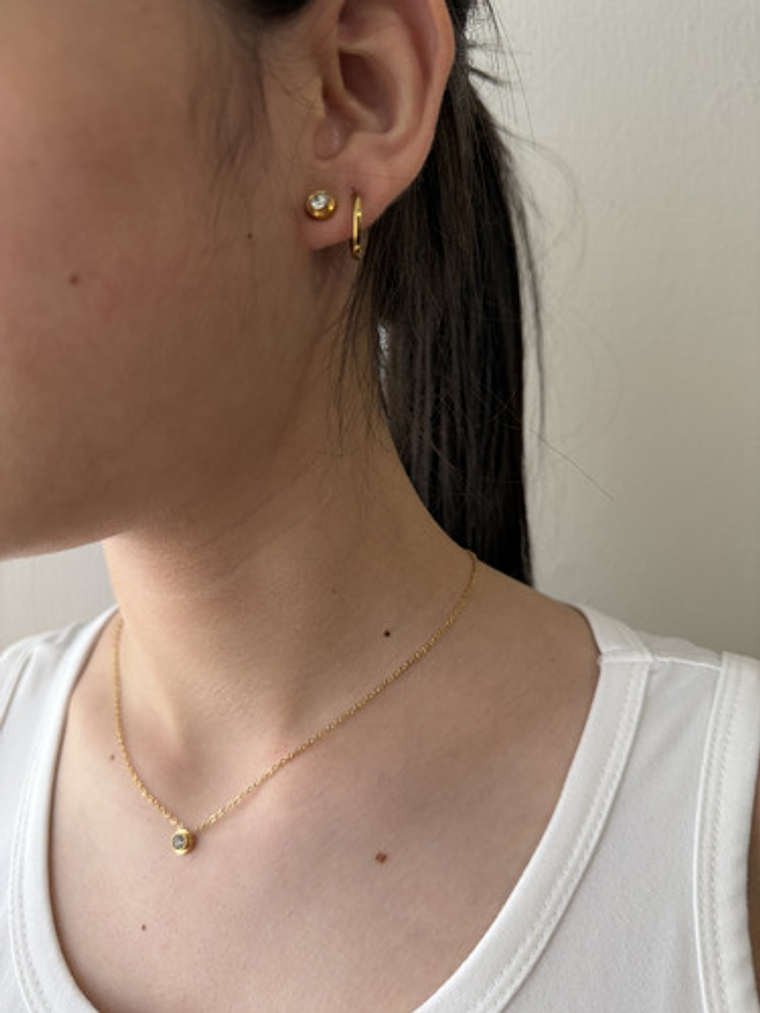 Collar Y Aros Con Cristales Punto De Luz Set De Regalo Orvia 4