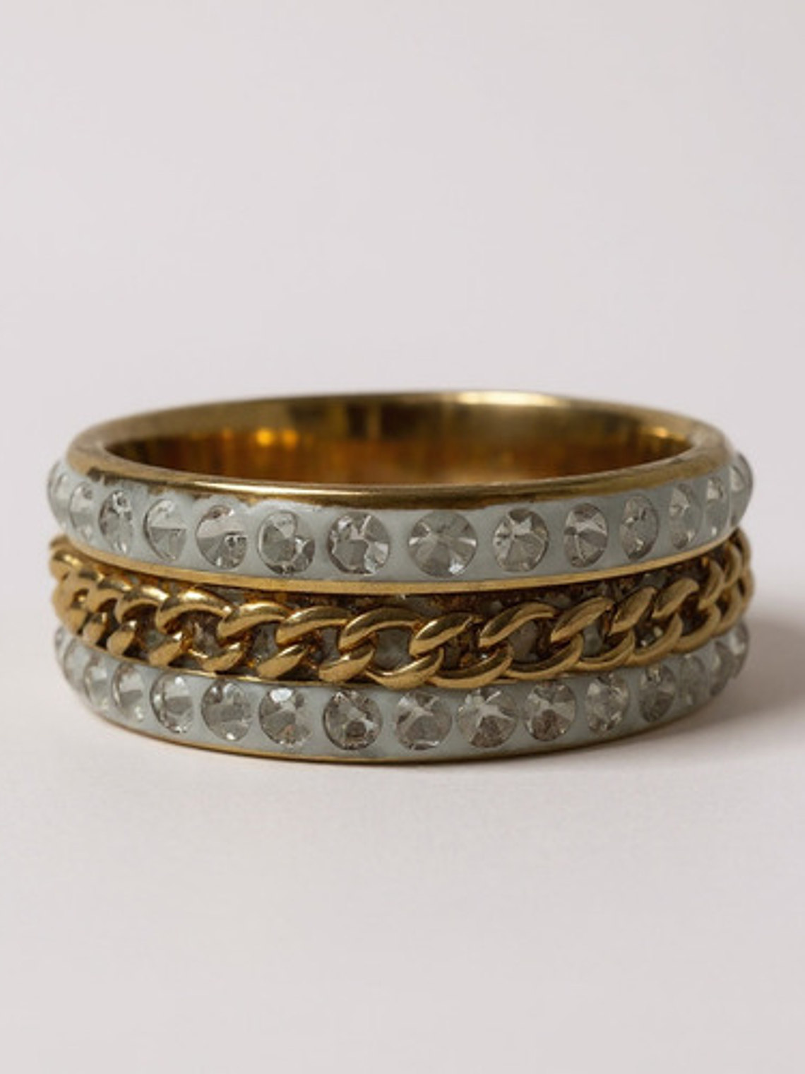 Anillo Giratorio Antiestres Oro 18k Sobre Acero Inoxidable 1