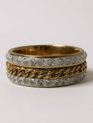 Anillo Giratorio Antiestres Oro 18k Sobre Acero Inoxidable