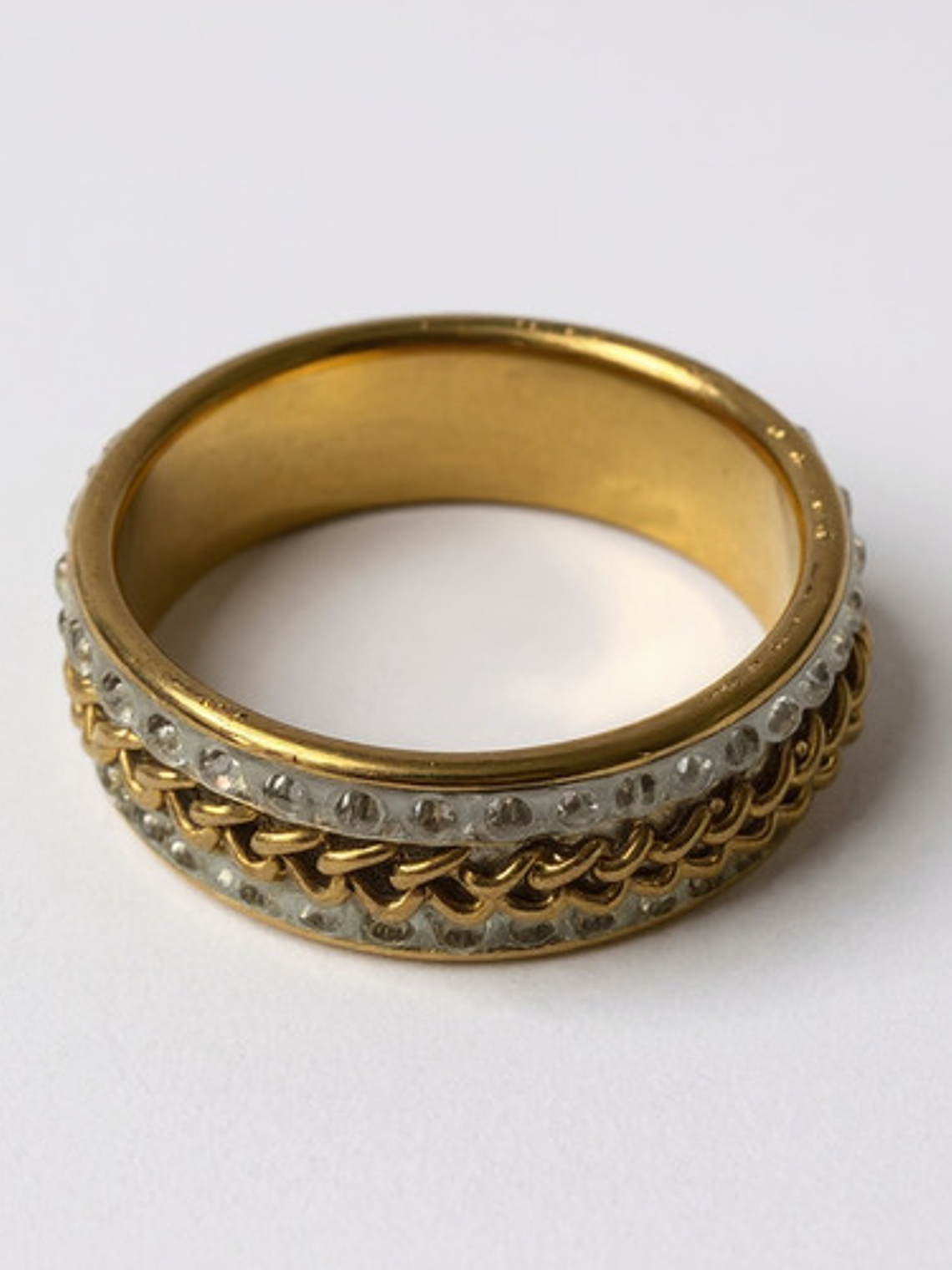 Anillo Giratorio Antiestres Oro 18k Sobre Acero Inoxidable 2