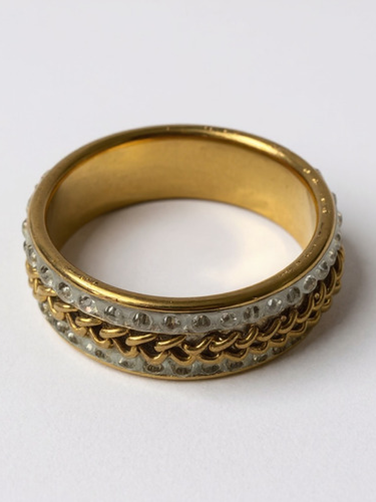 Anillo Giratorio Antiestres Oro 18k Sobre Acero Inoxidable 2