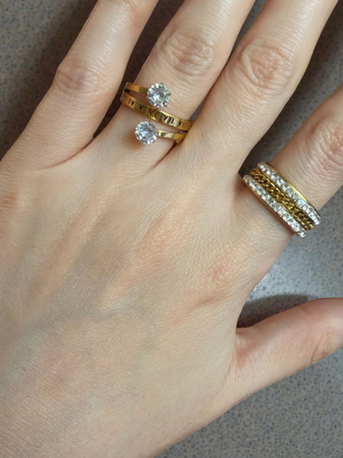 Anillo Giratorio Antiestres Oro 18k Sobre Acero Inoxidable 4