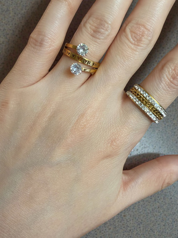 Anillo Giratorio Antiestres Oro 18k Sobre Acero Inoxidable 4