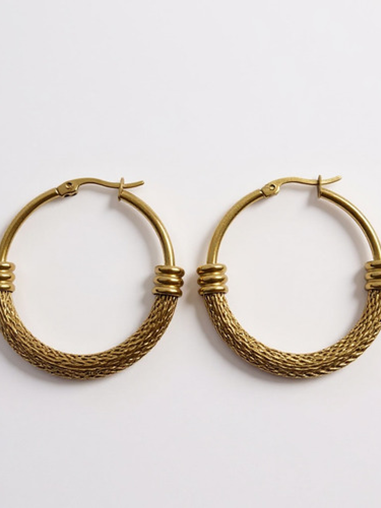 Aros Argollas Grandes Oro 18k Acero Inoxidable Orvia 1