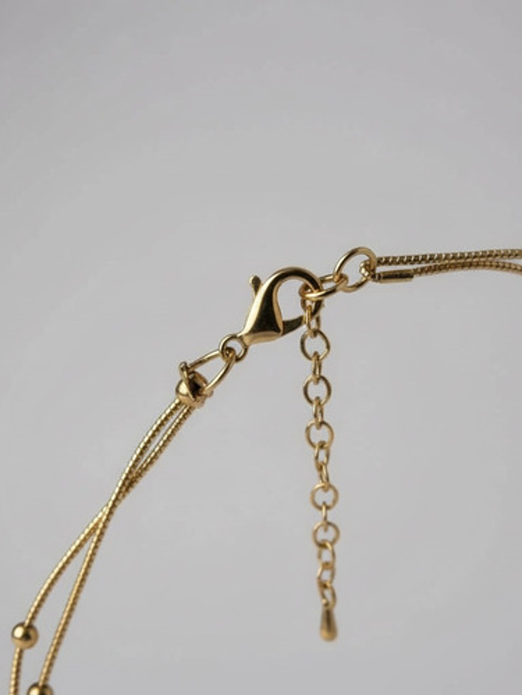 Collar Cadena Doble Con Perla Acero Inoxidable Caja Orvia 5