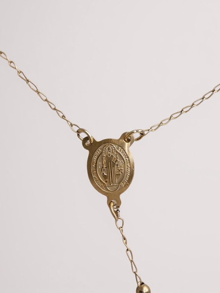 Collar Rosario Dorado Con Cruz Acero Inoxidable Mujer Orvia 2