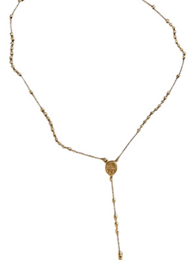 Collar Rosario Dorado Con Cruz Acero Inoxidable Mujer Orvia 5