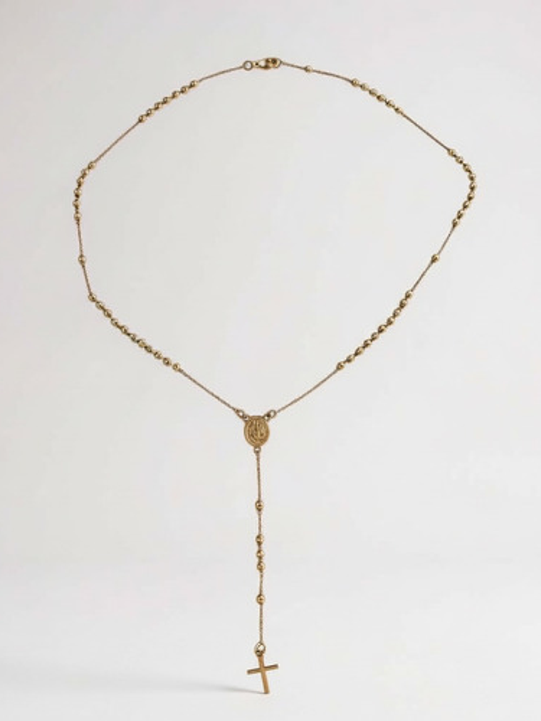 Collar Rosario Dorado Con Cruz Acero Inoxidable Mujer Orvia 6