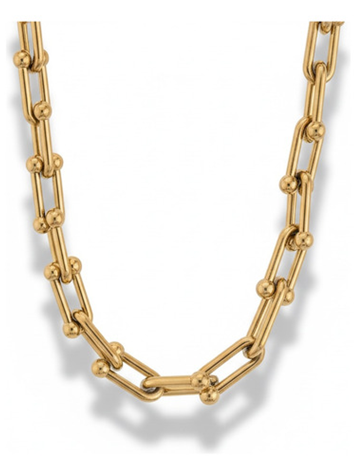 Set Collar + Pulsera Eslabones Acero Inoxidable Oro 18k Caja 2