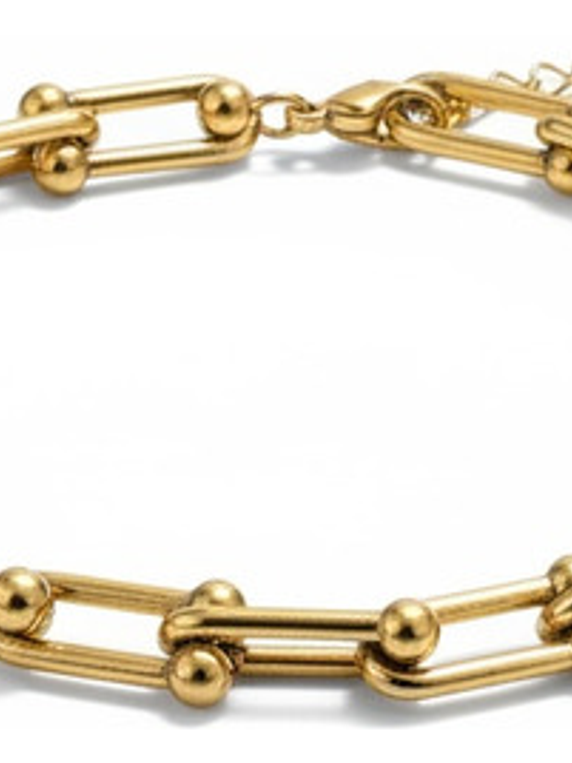 Set Collar + Pulsera Eslabones Acero Inoxidable Oro 18k Caja 4