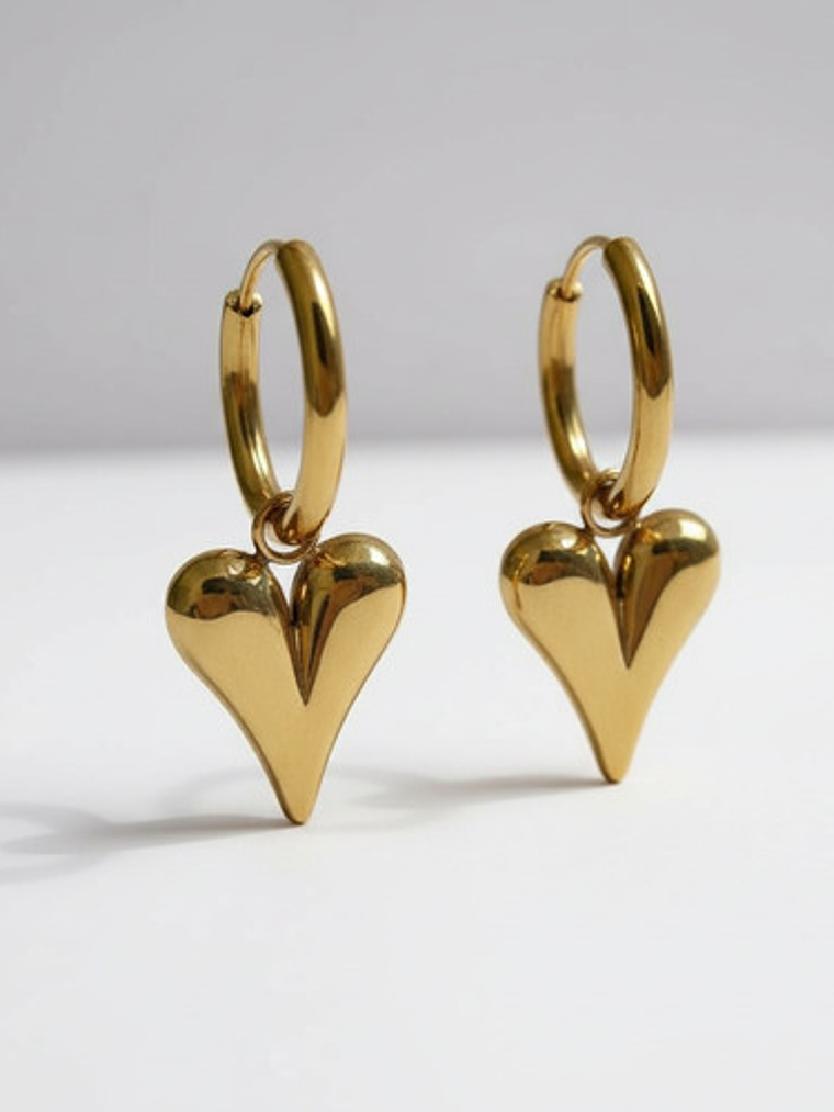 Aros Argolla Colgante Corazon Acero Inoxidable Mujer Orvia 1