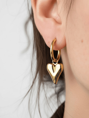 Aros Argolla Colgante Corazon Acero Inoxidable Mujer Orvia