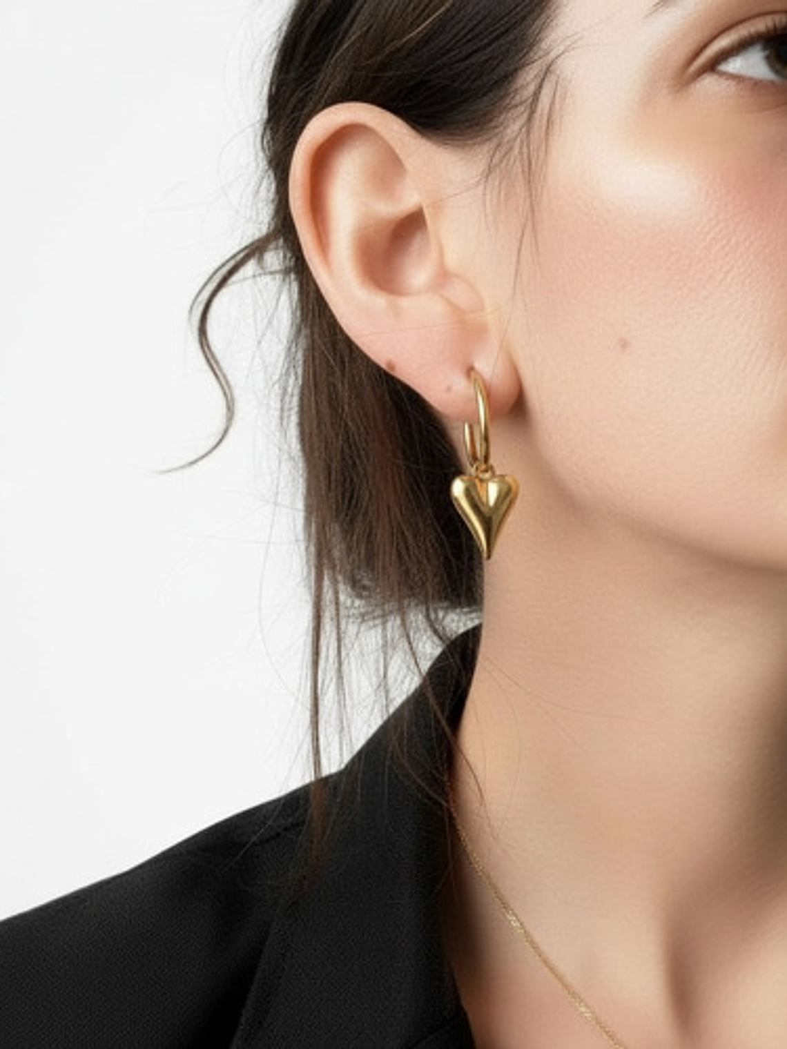 Aros Argolla Colgante Corazon Acero Inoxidable Mujer Orvia 3