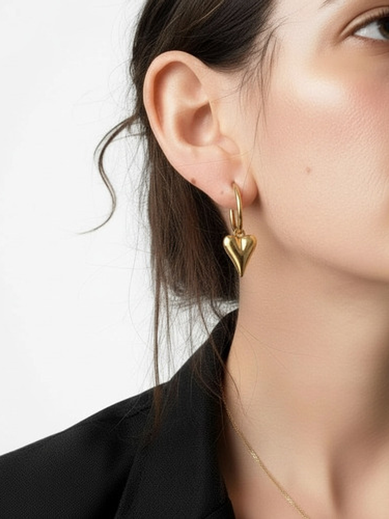 Aros Argolla Colgante Corazon Acero Inoxidable Mujer Orvia 3