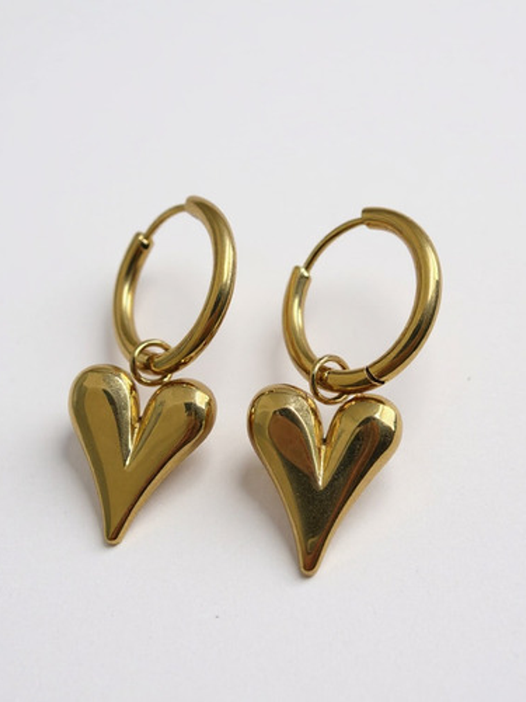 Aros Argolla Colgante Corazon Acero Inoxidable Mujer Orvia 4