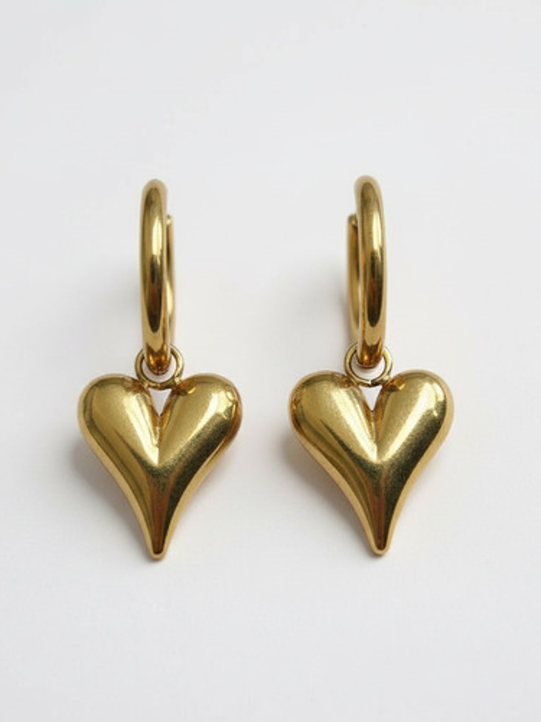 Aros Argolla Colgante Corazon Acero Inoxidable Mujer Orvia 6