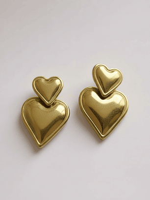 Aros de corazón colgante acero inoxidable chapado en oro 18k 