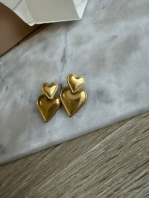 Aros de corazón colgante acero inoxidable chapado en oro 18k 