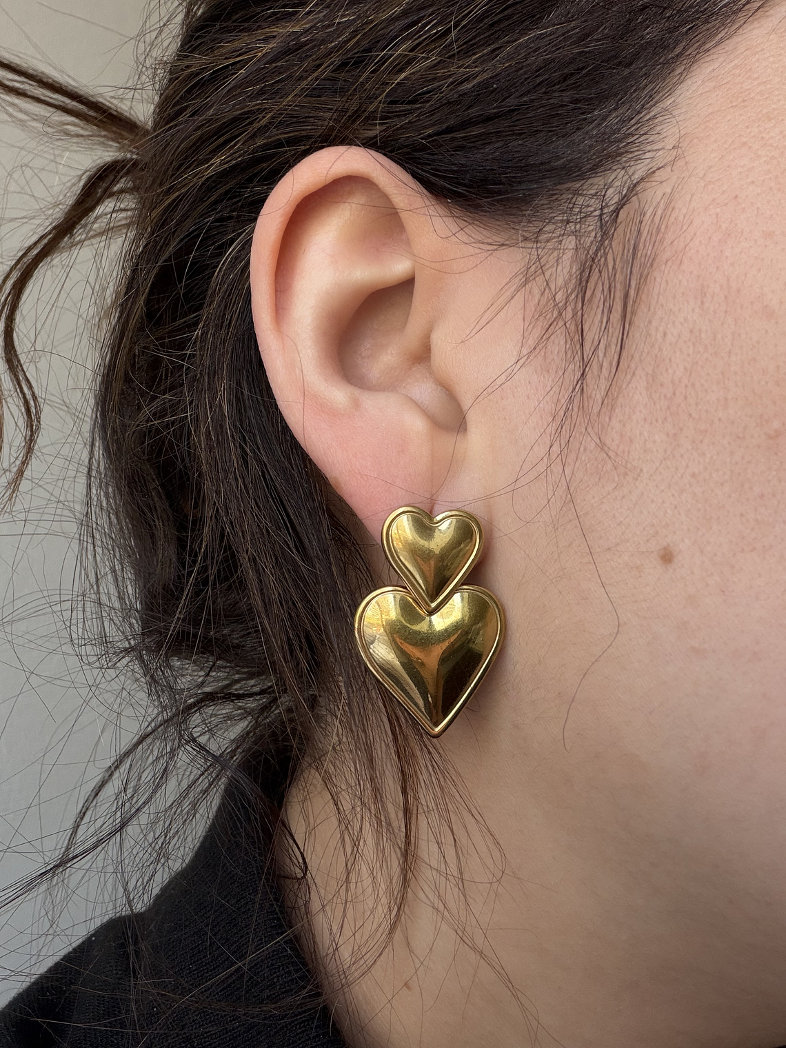 Aros de corazón colgante acero inoxidable chapado en oro 18k  3