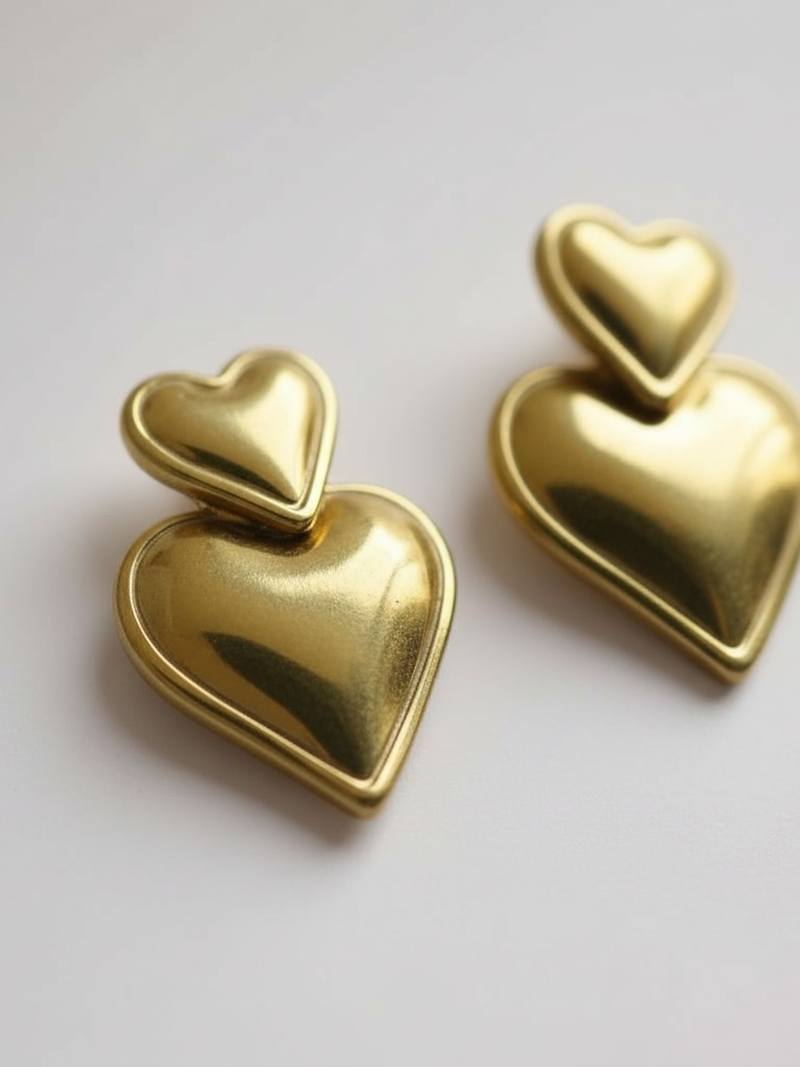 Aros de corazón colgante acero inoxidable chapado en oro 18k  4