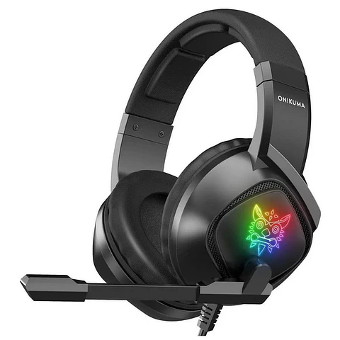 Audífonos gamer Onikuma K19 negro con luz rgb LED