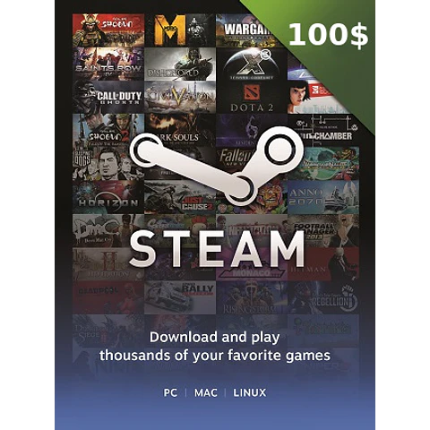 STEAM GIFT CARD 100 USD - STEAM KEY - FOR USD CURRENCY ONLY