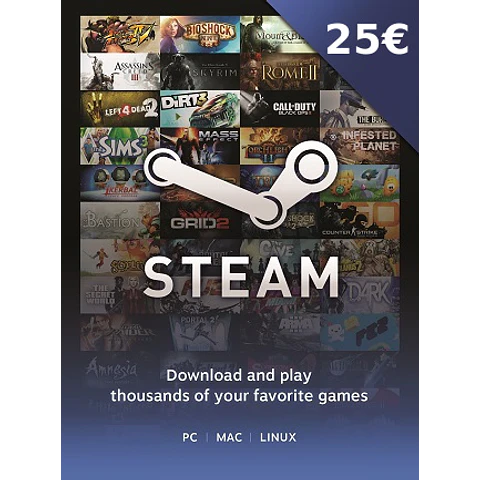 STEAM GIFT CARD 25 EUR STEAM KEY - FOR EUR CURRENCY ONLY